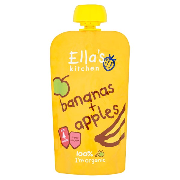 Ella's Kitchen Organic Bananas & Apples Baby Food Pouch 4+ Months – 120g (Case of 7)