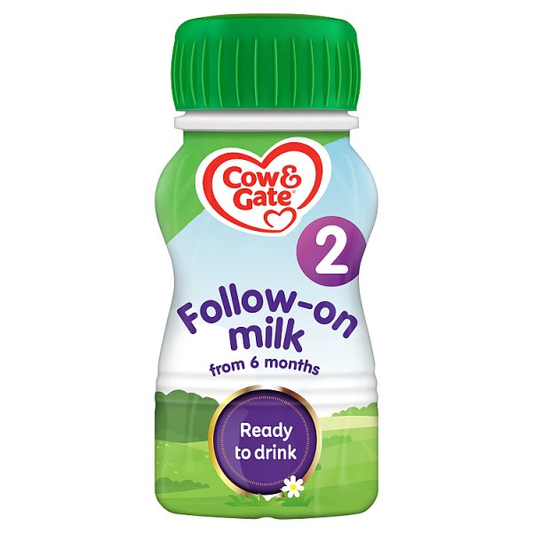 Cow & Gate 2 Follow-On Milk 6–12 Months – 200ml Bottles, Case of 12, Ready-to-Feed Baby Formula