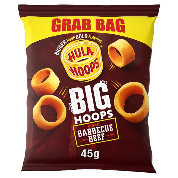 Hula Hoops Big Hoops BBQ Beef Grab Bag Crisps 45g Pack size: Case of 36