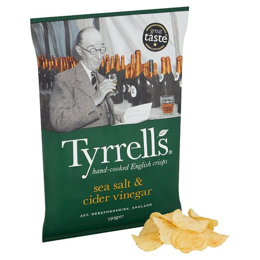 Tyrrells Sea Salt & Cider Vinegar Sharing Crisps 150g Pack size: Case of 8