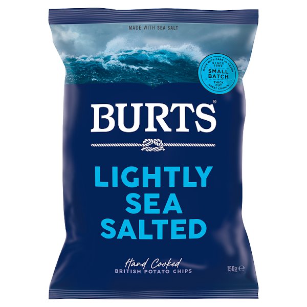 Burts Lightly Sea Salted Hand Cooked British Potato Chips 150g Pack size: Case of 10