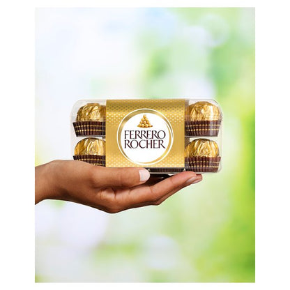 Ferrero Rocher Milk Chocolate Hazelnut Pralines Gift Box of Chocolates 16 Pieces 200g Pack size: Case of 5