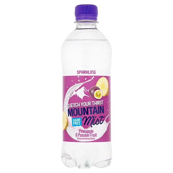 Mountain Mist Pineapple & Passion Fruit Flavoured Sparkling Spring Water 500ml Pack size: Case of 12