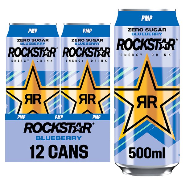 Rockstar Zero Sugar Blueberry Energy Drink 500ml Pack size: Case of 12