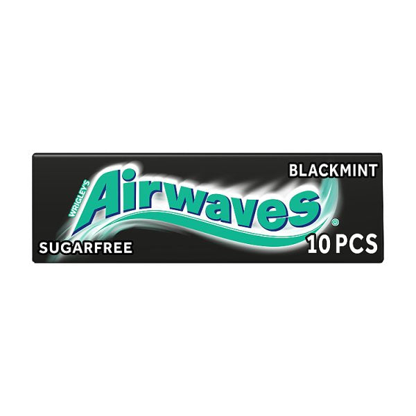 AIRWAVES Black Mint flavour Sugar Free Chewing Gum 10 Pieces - (Case of 30)