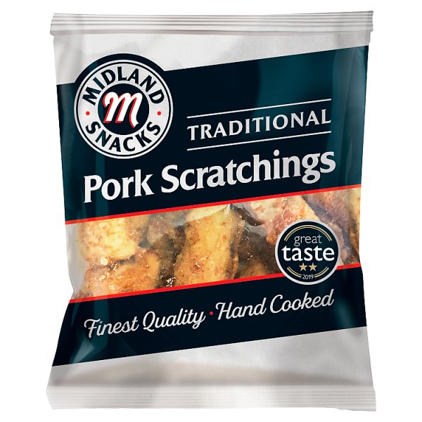 Midland Snacks Traditional Pork Scratchings 40g Pack size: Case of 12