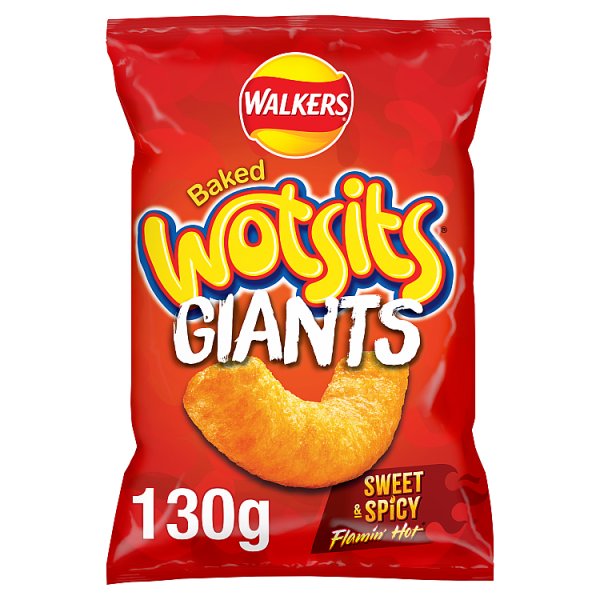 Walkers Wotsits Giants Sweet & Spicy Sharing Snacks Crisps 130g Pack size: Case of 9