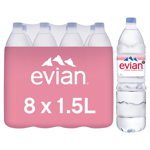 Evian Still Natural Mineral Water 1.5L Pack size: Case of 8