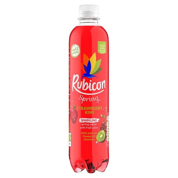 Rubicon Spring Strawberry Kiwi Flavoured Sparkling Spring Water 500ml Pack size: Case of 12