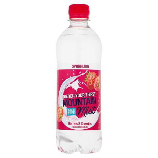 Mountain Mist Berries & Cherries Flavoured Sparkling Spring Water 500ml Pack size: Case of 12