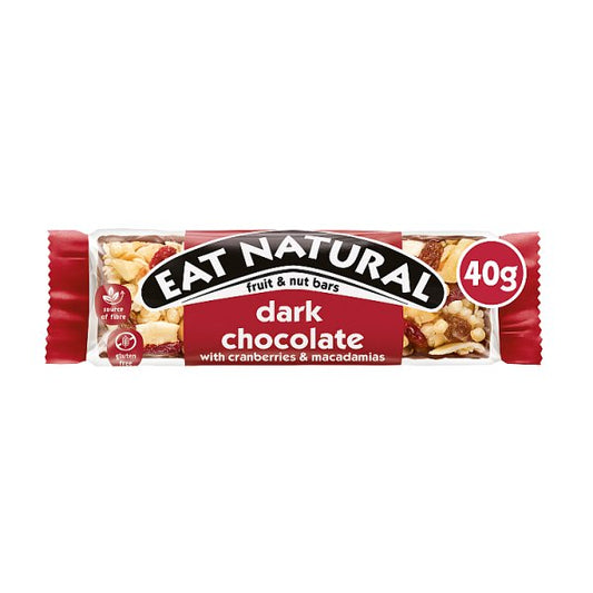 Eat Natural Dark Chocolate with Cranberries & Macadamias Fruit & Nut Bars 40g - (Case of 12)