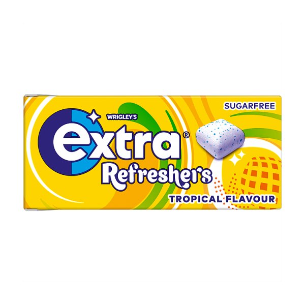 Extra Refreshers Tropical Flavour Sugarfree Chewing Gum Handy Box 7 Pieces Pack size: Case of 16