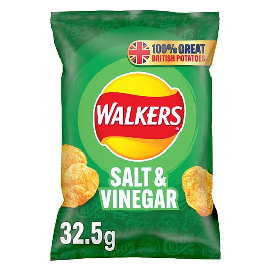 Walkers Crisps Salt & Vinegar 32.5g Pack size: Case of 32