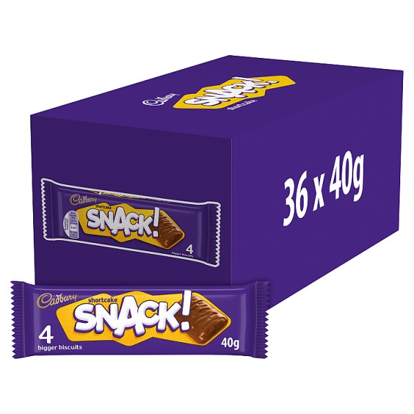 Cadbury Snack Shortcake Chocolate Biscuit, 40g - (Case of 36)