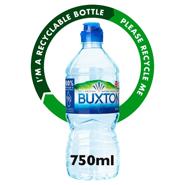 Buxton Still Natural Mineral Water Sports Cap 750ml Pack size: Case of 15