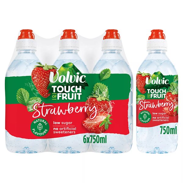 Volvic Touch of Fruit Low Sugar Strawberry Natural Flavoured Water 6 x 750ml Pack size: Case of 6