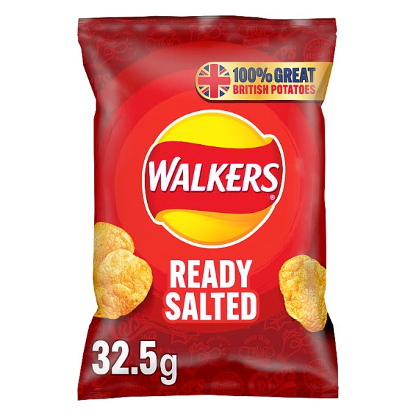 Walkers Crisps Ready Salted 32.5g Pack size: Case of 32