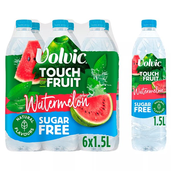 Volvic Touch of Fruit Sugar Free Watermelon Natural Flavoured Water 6 x 1.5L Pack size: Case of 6