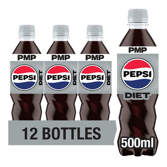 Diet Pepsi Cola Bottle PMP 500ml Pack size: Case of 12