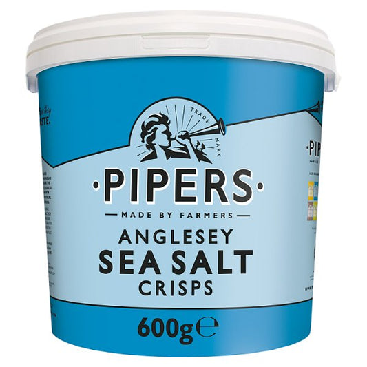 Pipers Anglesey Sea Salt Sharing Crisps Tub 600g Pack size: Case of 4