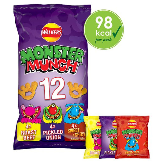 Walkers Monster Munch Variety Multipack Snacks Crisps 12x20g Pack size: Case of 16