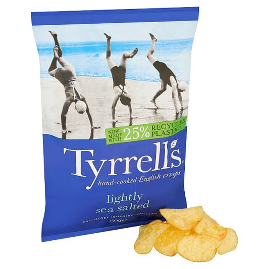 Tyrrells Lightly Sea Salted Sharing Crisps 150g Pack size: Case of 8