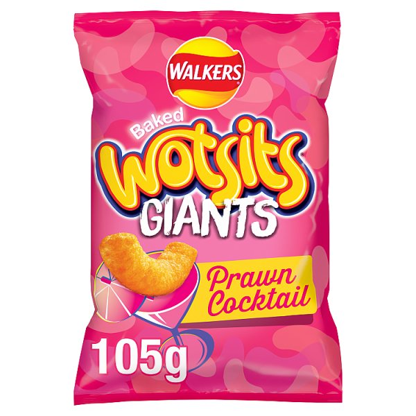 Walkers Wotsits Giants Prawn Cocktail Sharing Snacks Crisps 105g Pack size: Case of 9