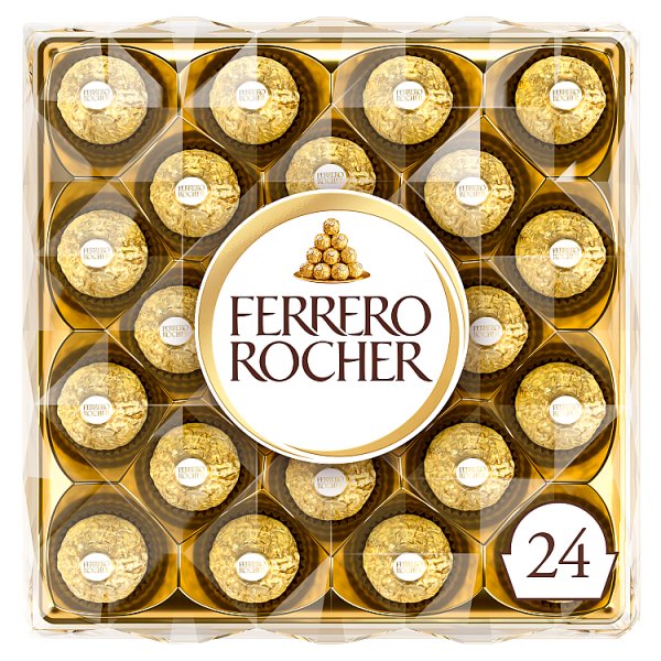 Ferrero Rocher Milk Chocolate Hazelnut Pralines Gift Box of Chocolates 24 Pieces 300g Pack size: Case of 6