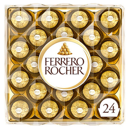 Ferrero Rocher Milk Chocolate Hazelnut Pralines Gift Box of Chocolates 24 Pieces 300g Pack size: Case of 6