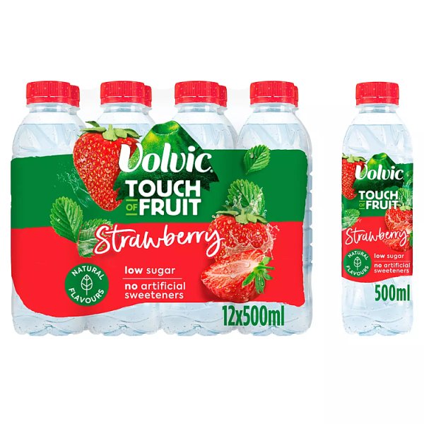 Volvic Touch of Fruit Low Sugar Strawberry Natural Flavoured Water 12 x 500ml Pack size: Case of 12