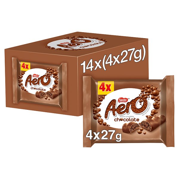 Aero Bubbly Milk Chocolate Bar 4 Pack Multipack 108g - (Case of 14)