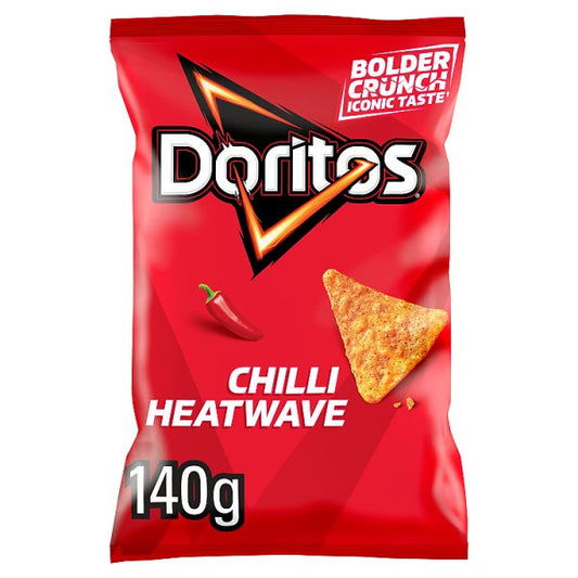 Doritos Chilli Heatwave Tortilla Chips Sharing Bag Crisps 140g Pack size: Case of 12