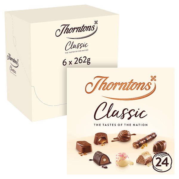 Thorntons Classic Collection Milk, Dark & White Chocolate Gift Box 262g Pack size: Case of 6