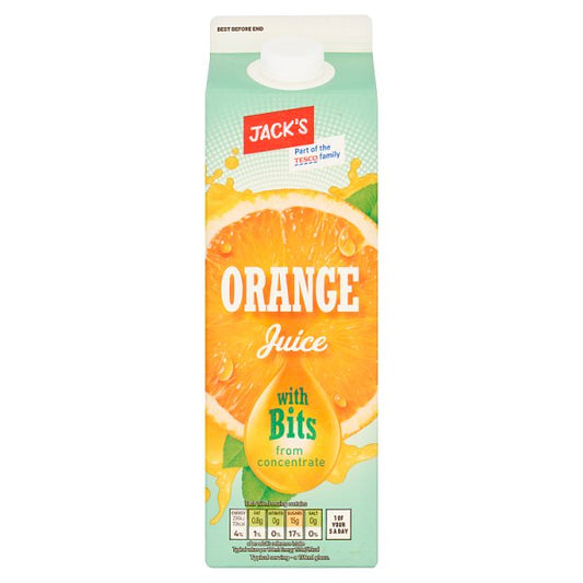 Jack's Orange Juice with Bits from Concentrate 1 Litre Pack size: Case of 6