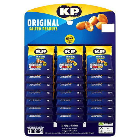 KP Original Salted Peanuts 50g (Pubcard) Pack size: Case of 21