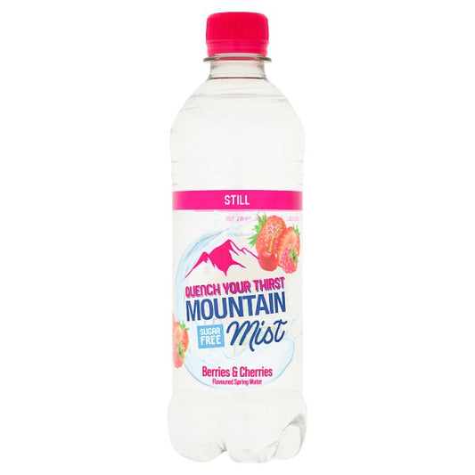 Mountain Mist Berries & Cherries Flavoured Still Spring Water 500ml Pack size: Case of 12