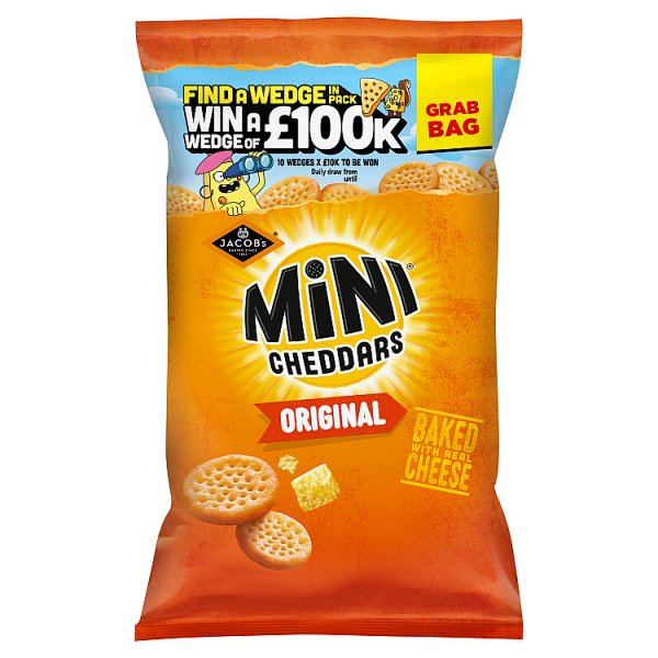 Jacob's Mini Cheddars Original Baked Snacks Grab Bag 45g Pack size: Case of 30