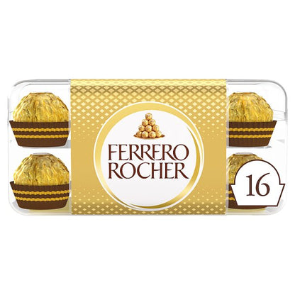 Ferrero Rocher Milk Chocolate Hazelnut Pralines Gift Box of Chocolates 16 Pieces 200g Pack size: Case of 5