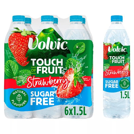 Volvic Touch of Fruit Sugar Free Strawberry Natural Flavoured Water 6 x 1.5L Pack size: Case of 6