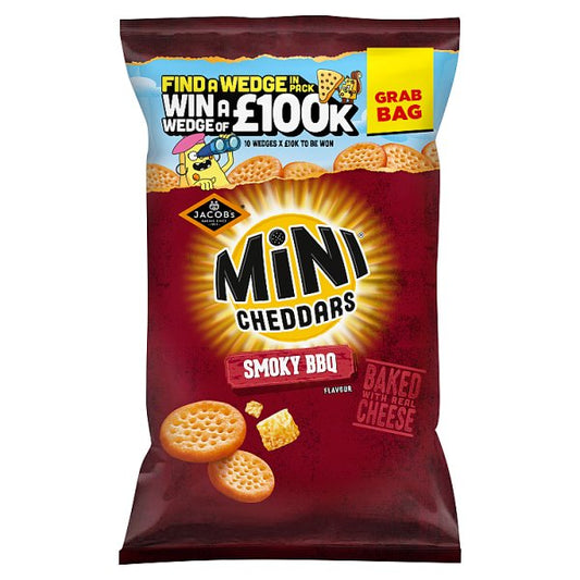 Jacob's Grab Bag Mini Cheddars Smoky BBQ Flavour Baked Snacks 45g Pack size: Case of 30