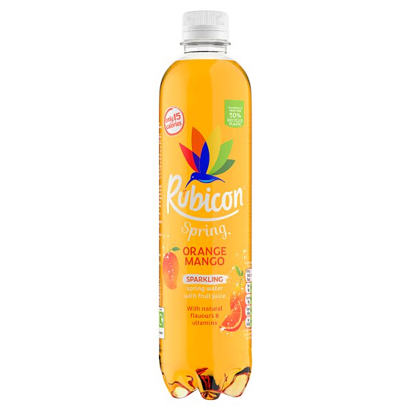 Rubicon Spring Orange Mango Flavoured Sparkling Spring Water 500ml Pack size: Case of 12