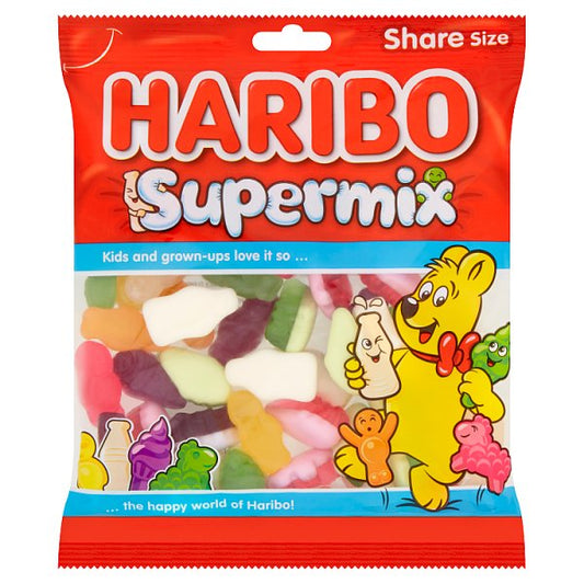 HARIBO Supermix Fruit & Milk Flavoured Jelly & Foam Sweets Sharing Bag 160g Pack size: Case of 12