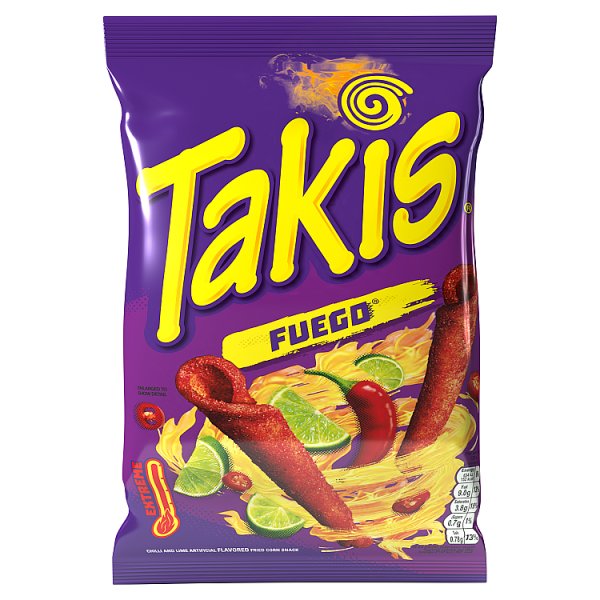 Takis Fuego Seasoned Chilli and Lime Flavour Corn Snack 180g Pack size: Case of 10