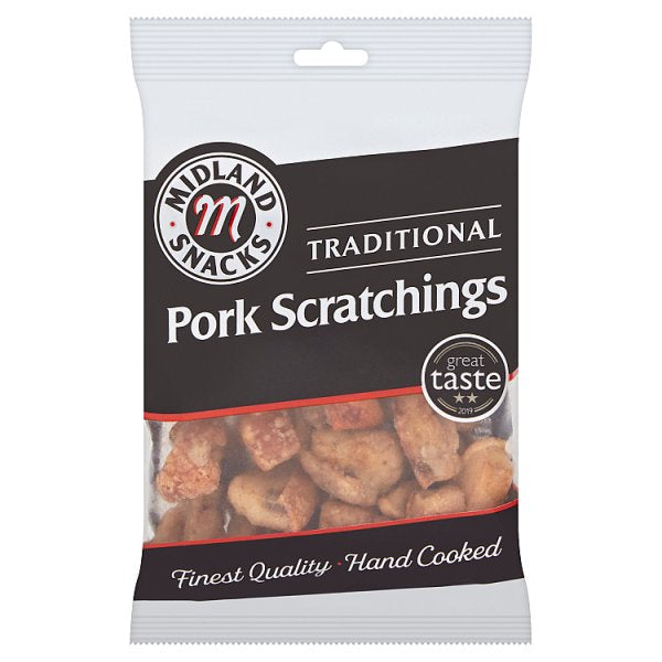 Midland Snacks Traditional Pork Scratchings 70g Pack size: Case of 12