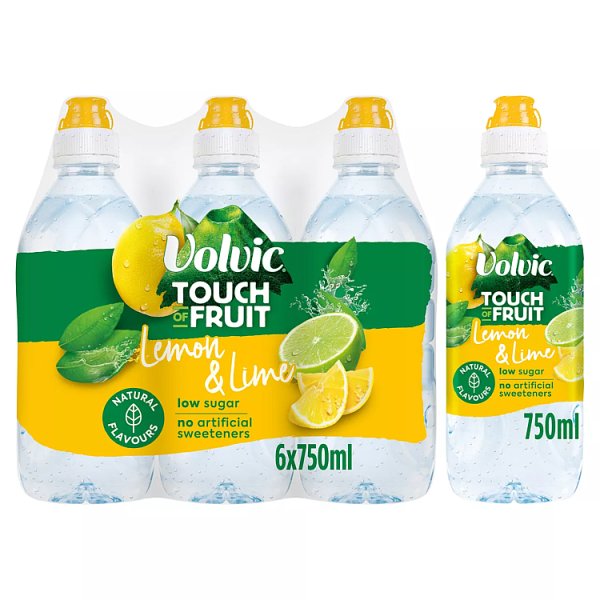 Volvic Touch of Fruit Low Sugar Lemon & Lime Natural Flavoured Water 6 x 750ml Pack size: Case of 6