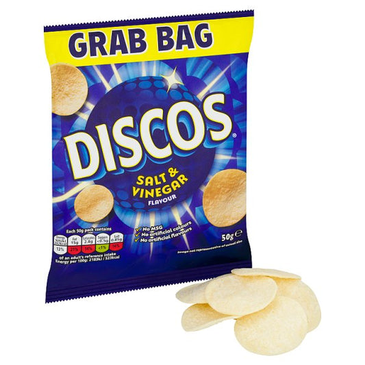 Discos Salt & Vinegar Grab Bag Crisps 50g Pack size: Case of 28