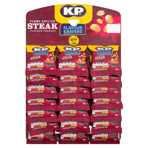 KP Flavour Kravers Flame Grilled Steak Peanuts 50g (Pubcard) Pack size: Case of 21